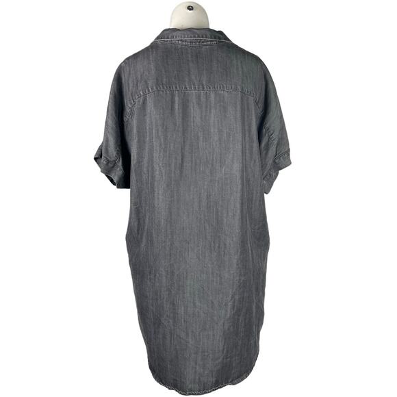 Soft Surroundings Top Women's Small Oversized Button Down Gray Tencel Lagenlook - Picture 2 of 6